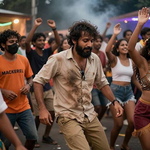 Energetic Street Party Dancing