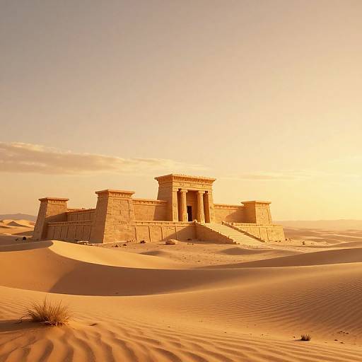 Ethereal 3D Sunset Desert Landscape