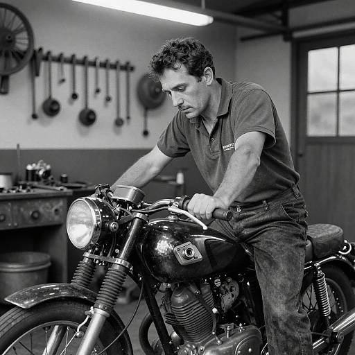 Vintage Motorcycle Mechanic Portrait