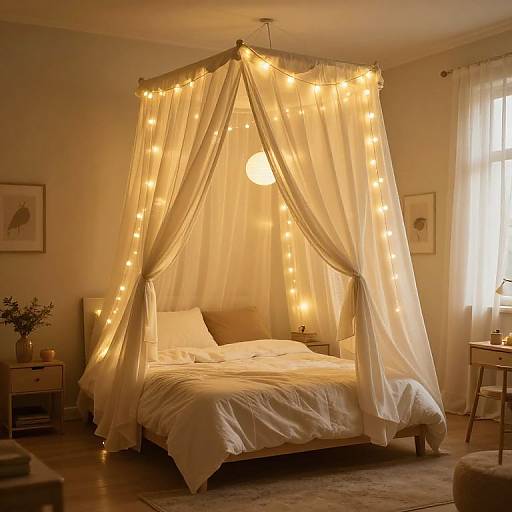 Serene Bedroom in Golden Glow