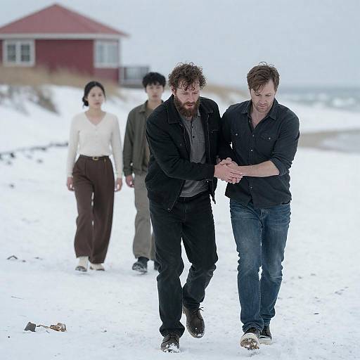Cinematic Scene: Man Dragged on Beach