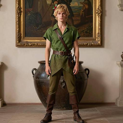 Young Man in Adult Peter Pan Costume