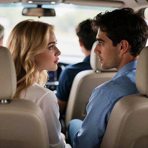 Intense Portrait of Couple in Car