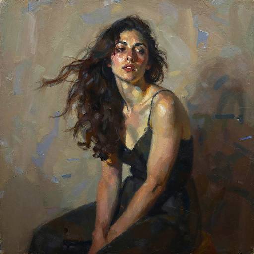 Emotive Portrait of Woman in Contemporary Realism