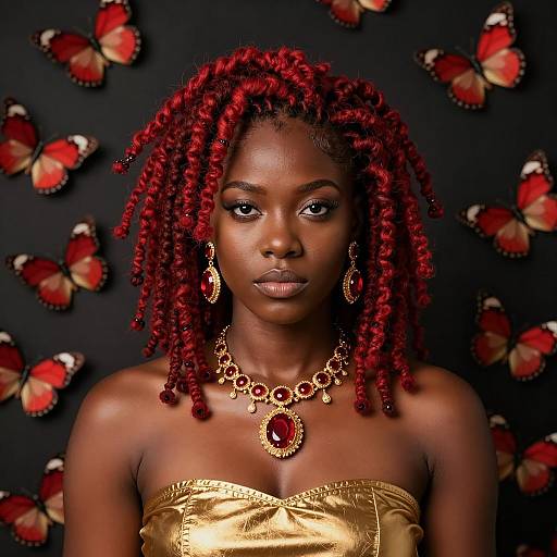 Regal Red Butterfly Locs Portrait