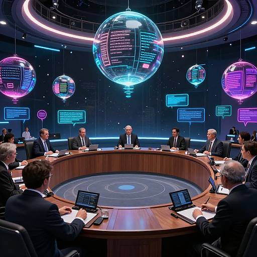 Futuristic AI Congress in Zero-Gravity