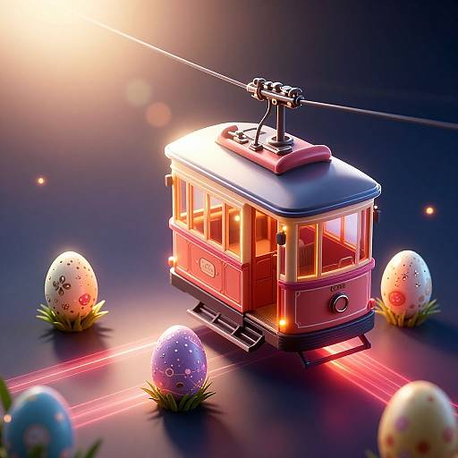 Neon Isometric Easter Diorama Scene