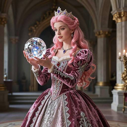 Pink-Haired Princess in Medieval Castle