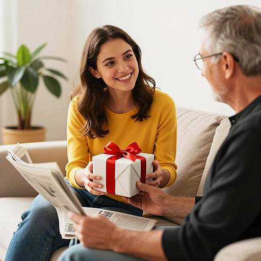 Warm Gift Moment Between Generations