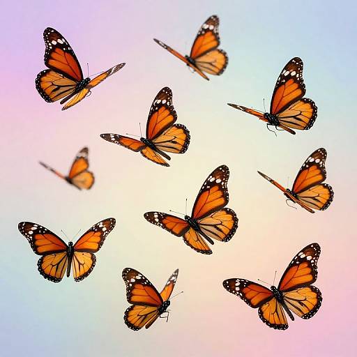 Vibrant Monarch Butterflies in Dreamy Dance