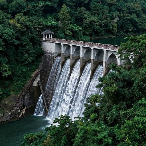 Surreal Geometric Dam in Forest