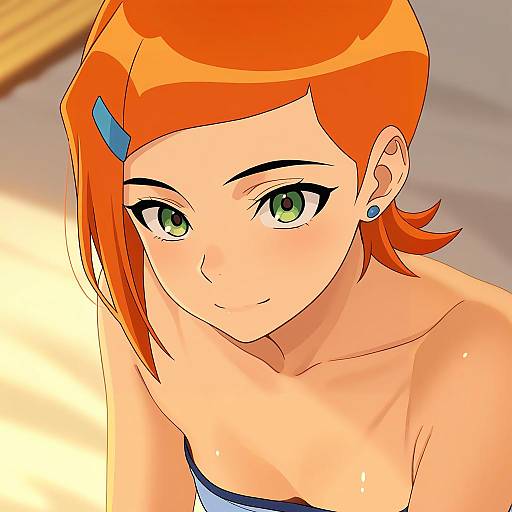 Illustration of Gwen tennyson, ben 10 in the style of Tnr (horiko1525)