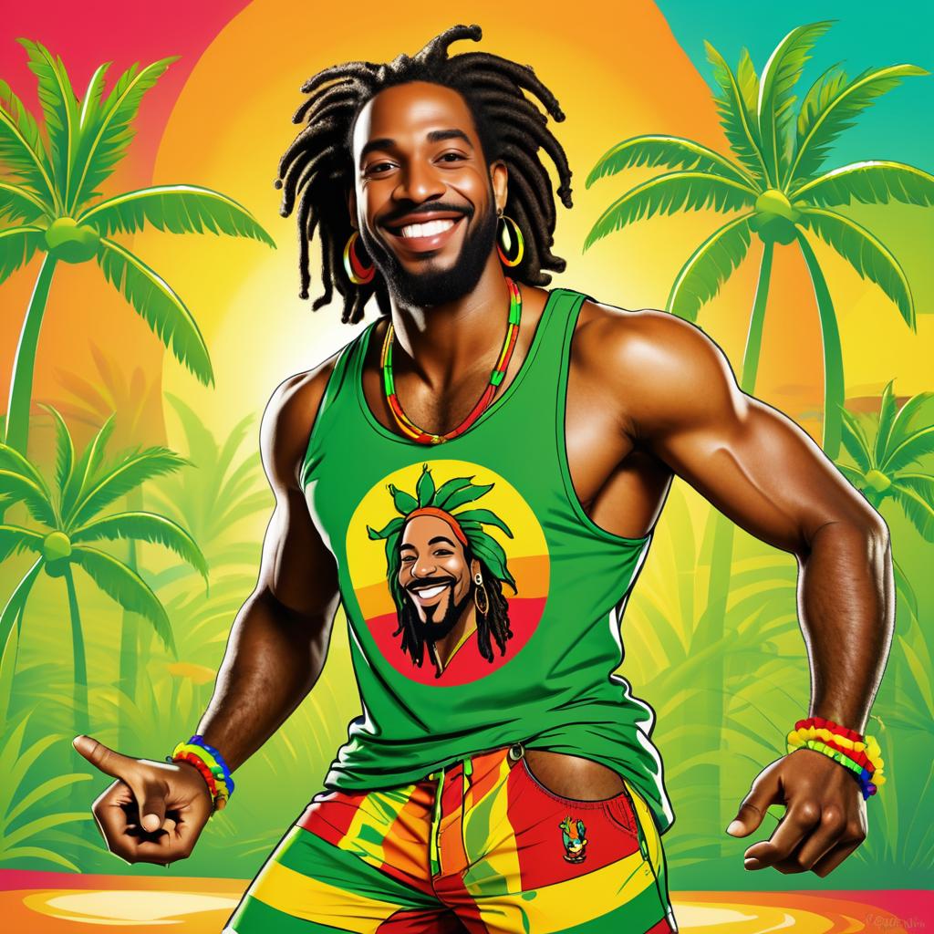 Cheerful Rastafarian Cartoon Pin-Up Art