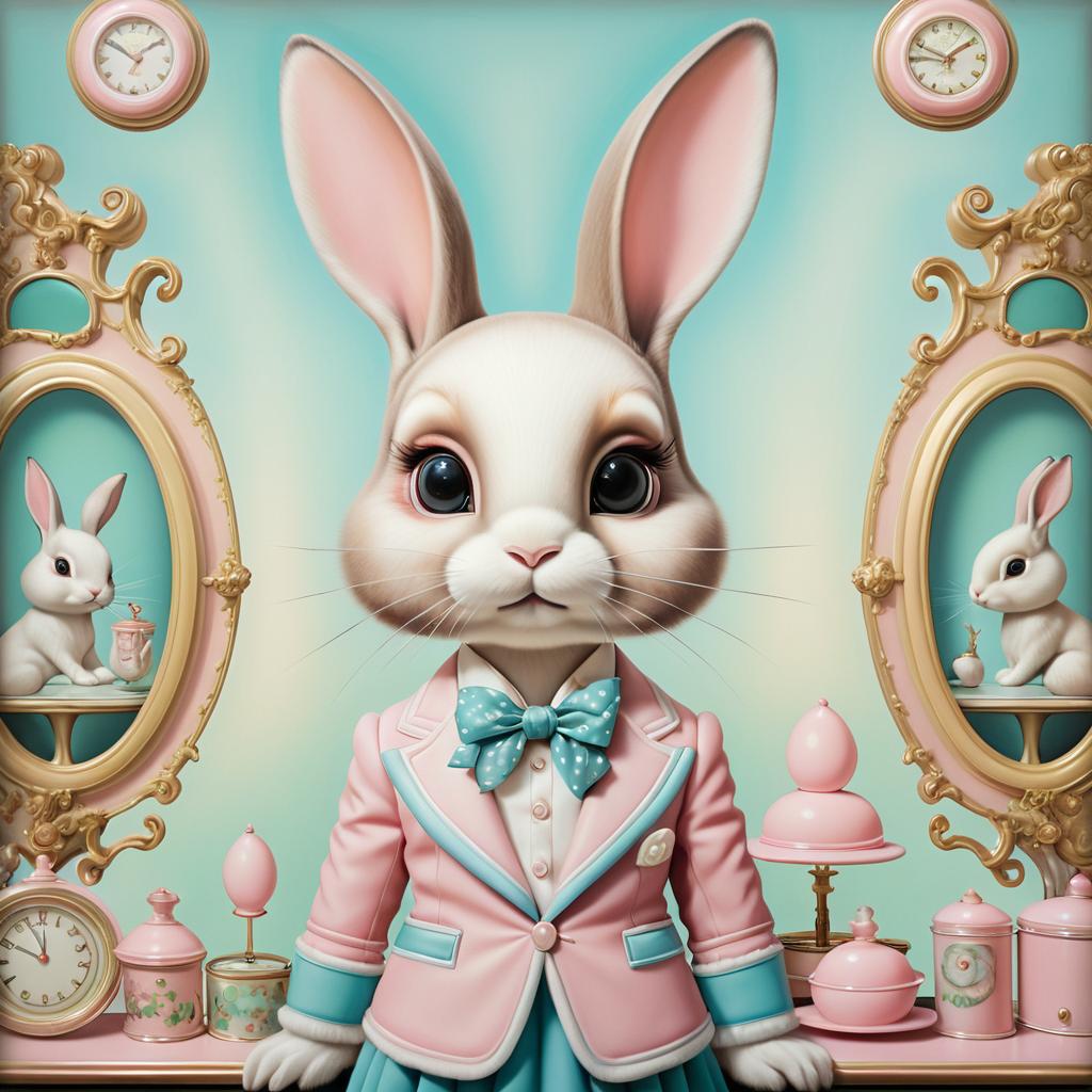 Vintage Fashion Rabbit in Pop Surrealism