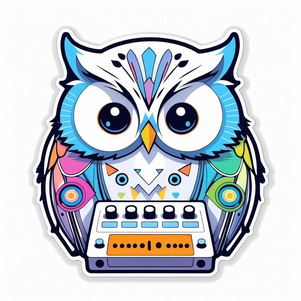 Kawaii Owl with Modular Synth Sticker