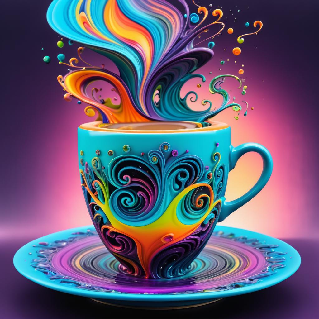 Surreal Levitating Coffee Cup Art