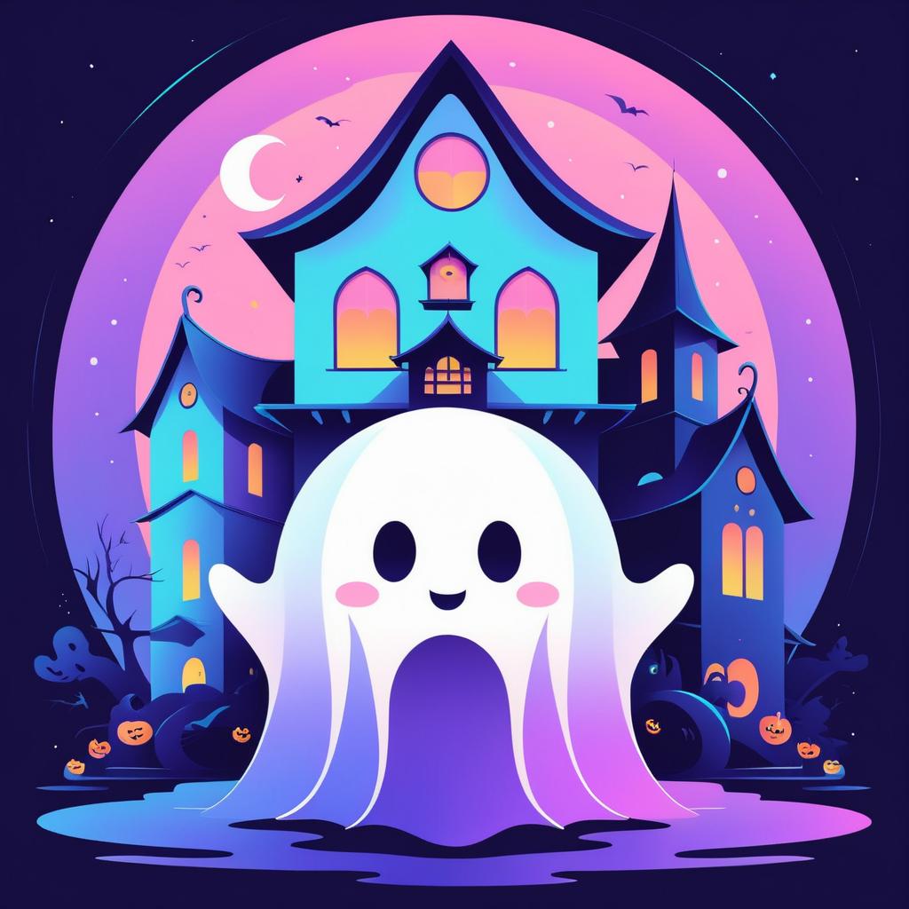 Kawaii Ghost in a Haunted House