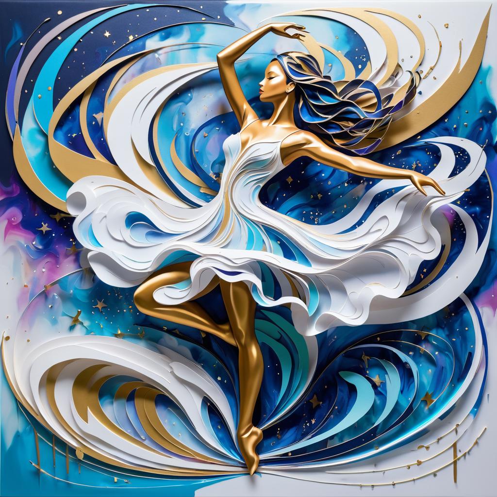 Elegant Dancer Amidst Dreamlike Elements