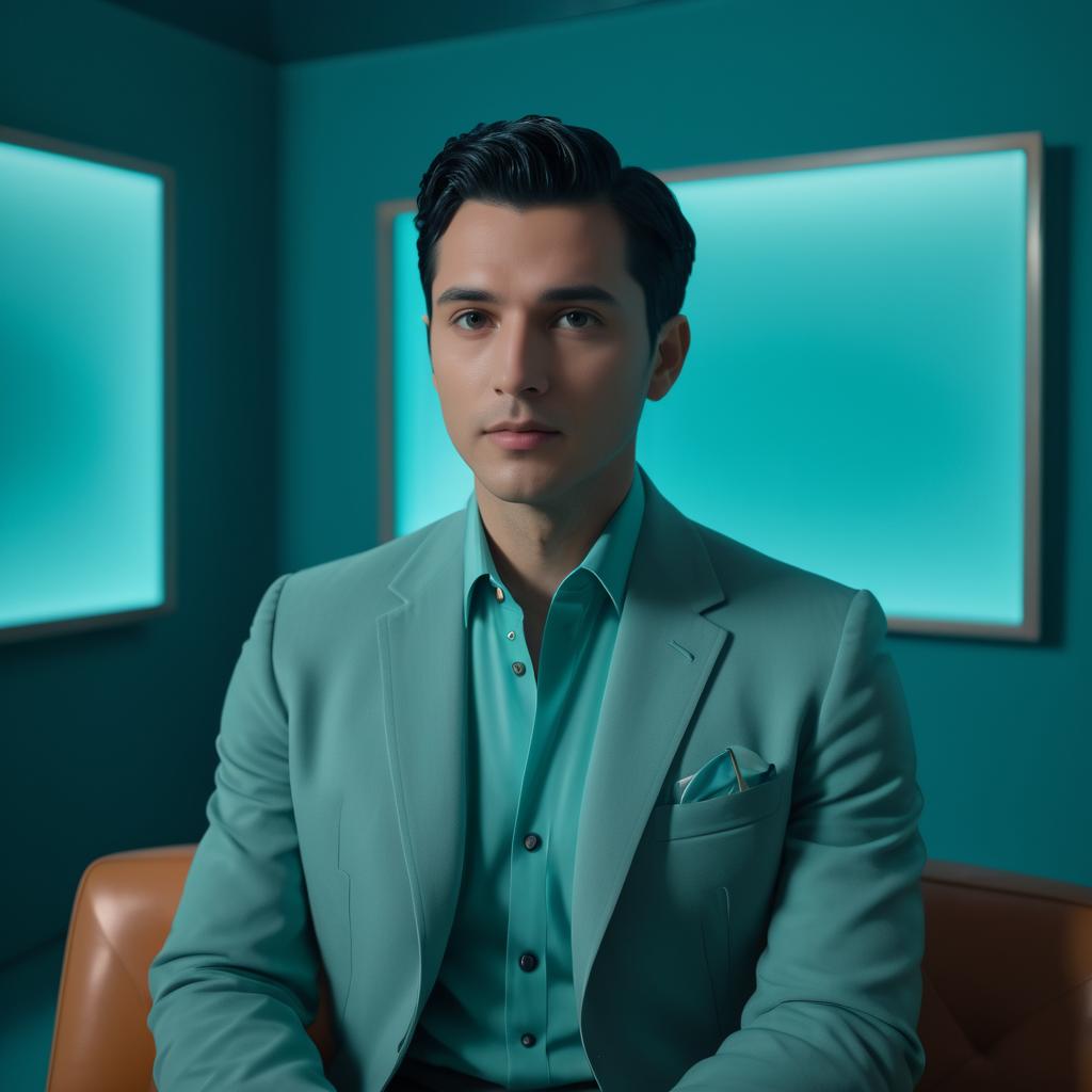 Stylish Male in Teal Room Singing