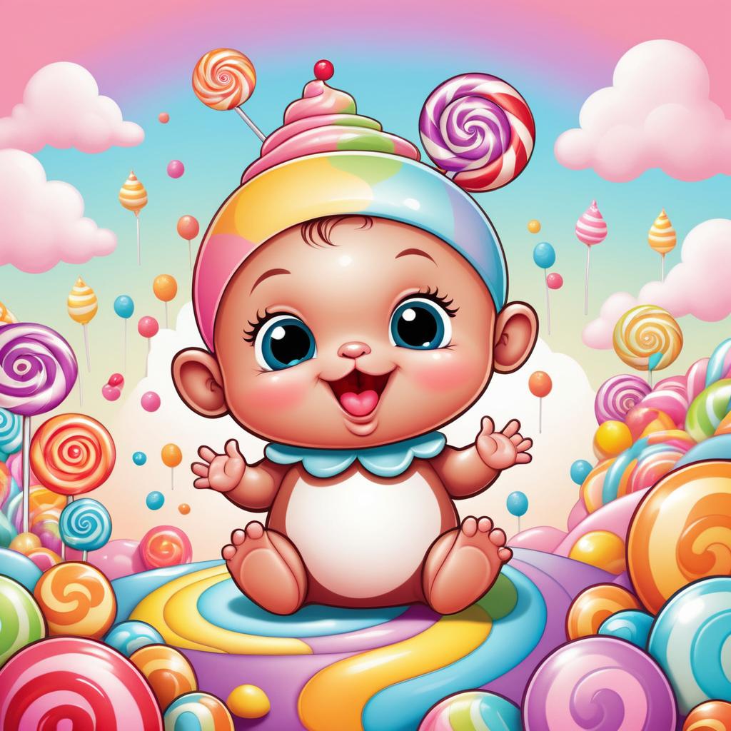 Whimsical Candyland Baby Oradoog Illustration