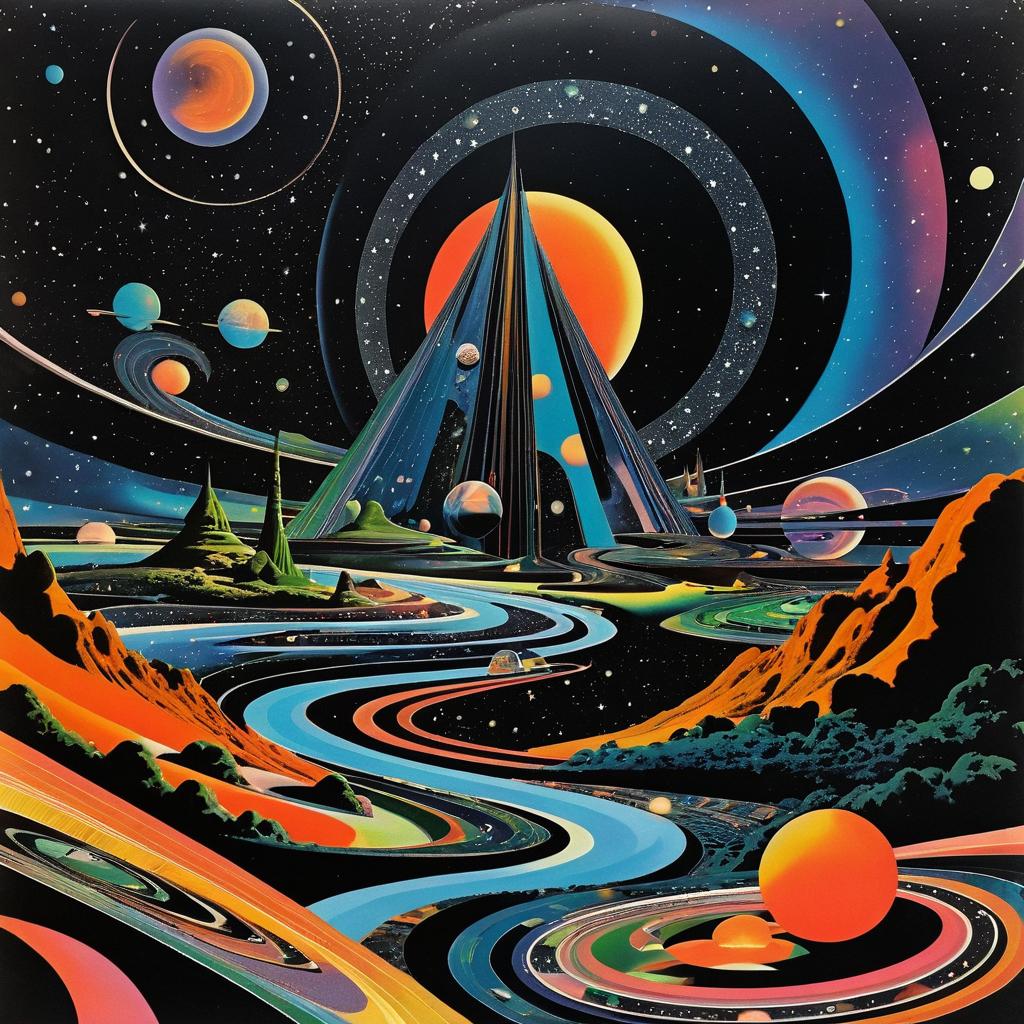 Psychedelic 70s Sci-Fi Space Collage