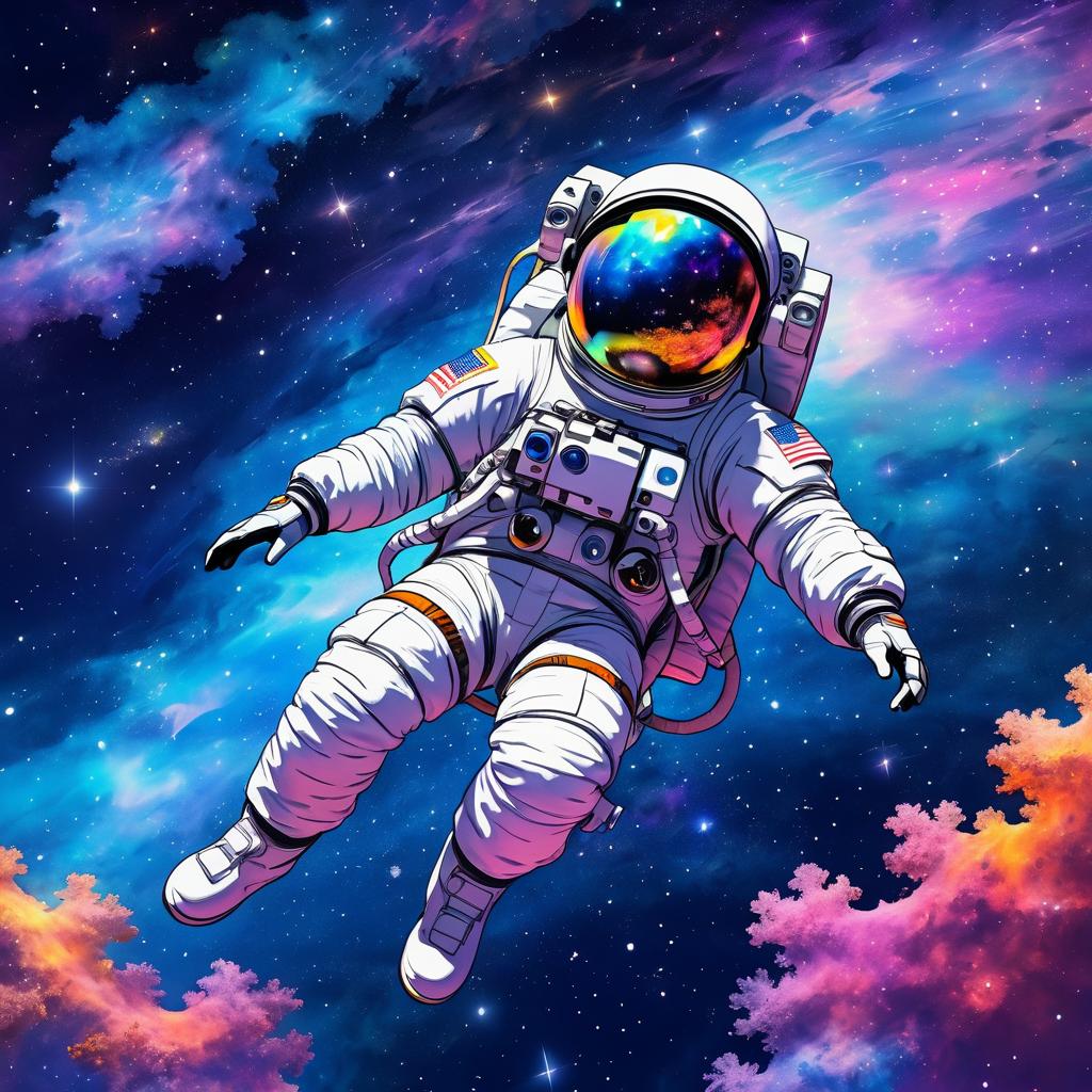 Astronaut in a Majestic Cosmic Scene