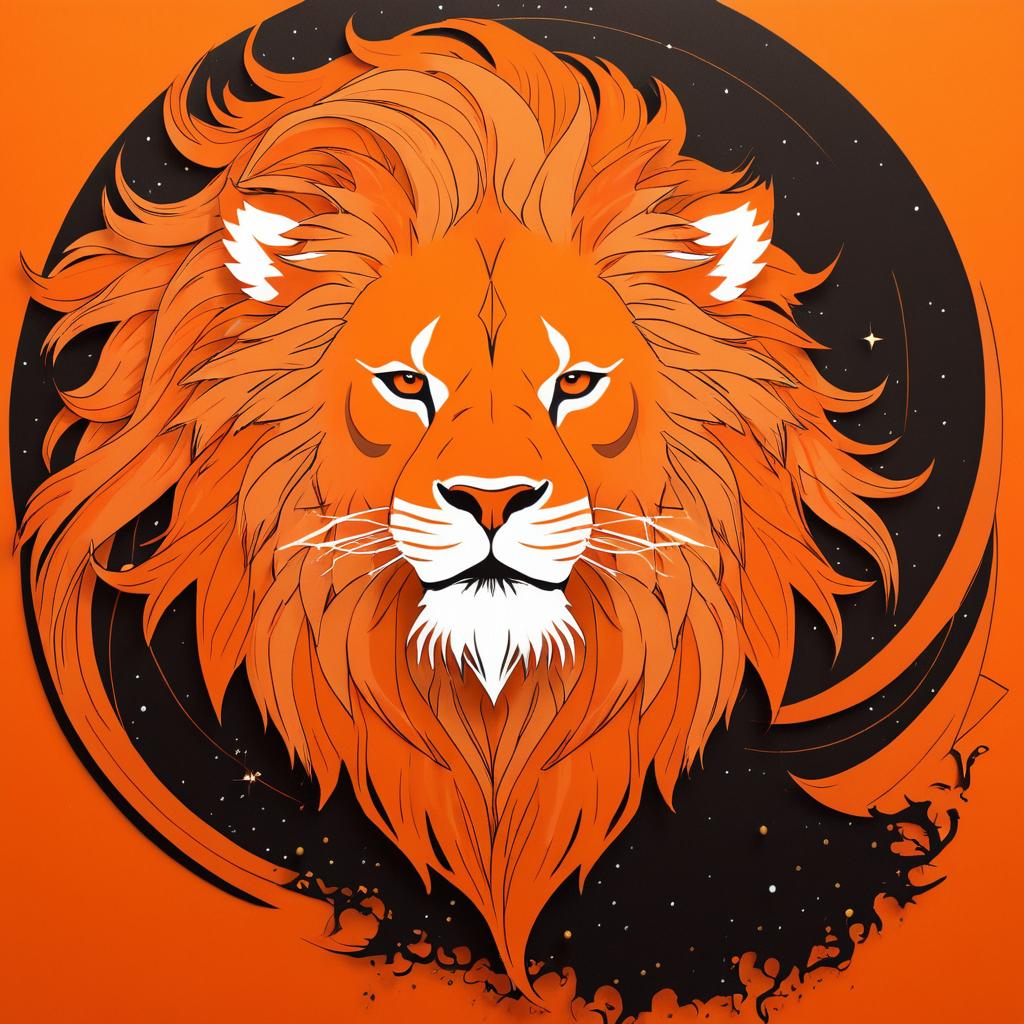 Lion as Thor with Orange Background Art