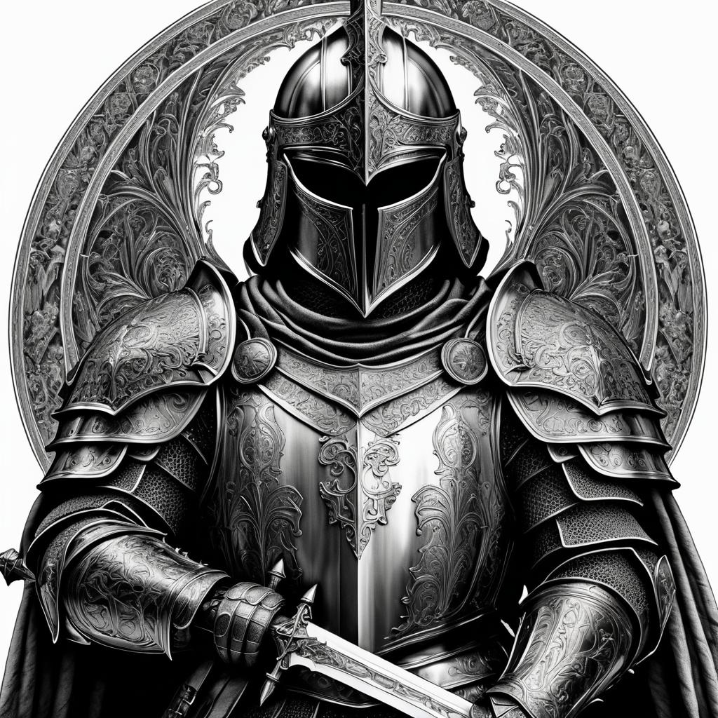 Gothic Knight Illustration in Ink