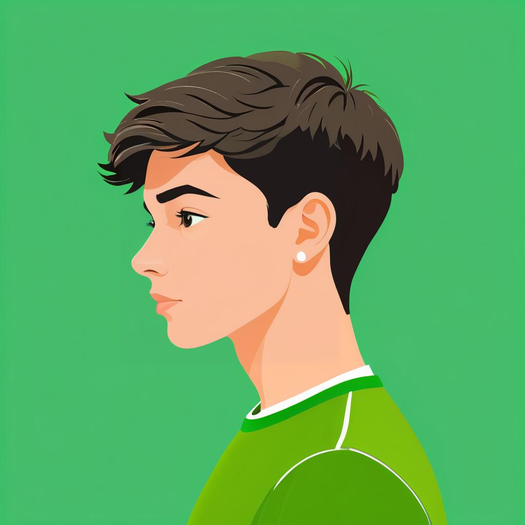 Cartoon Profile of a Smart Teenager