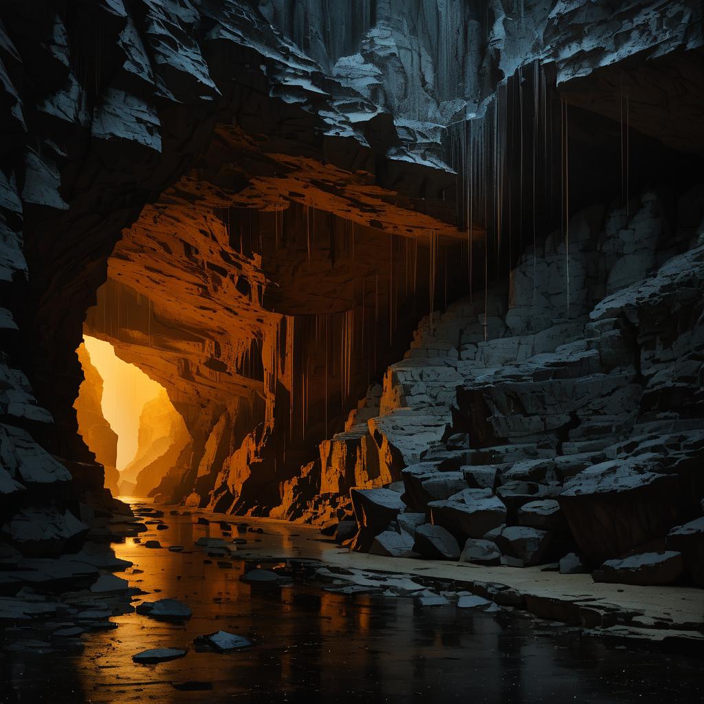 Dramatic Limestone Cavern at Dusk