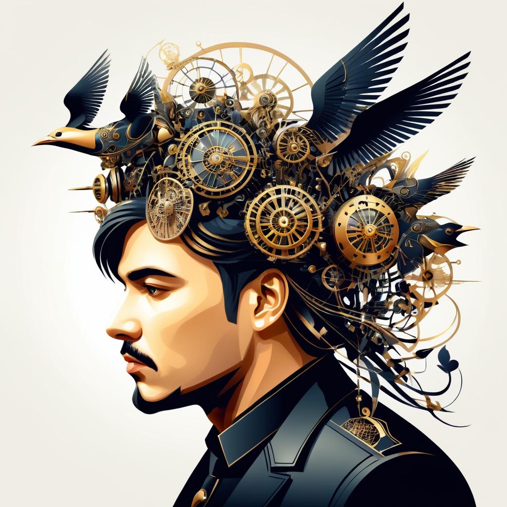 Whimsical Steampunk Symphony with Mechanical Birds