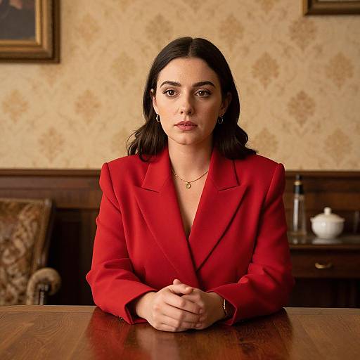 Poised Woman in Red Blazer