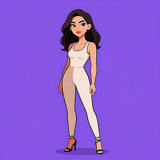 Stylish Woman in Beige Jumpsuit