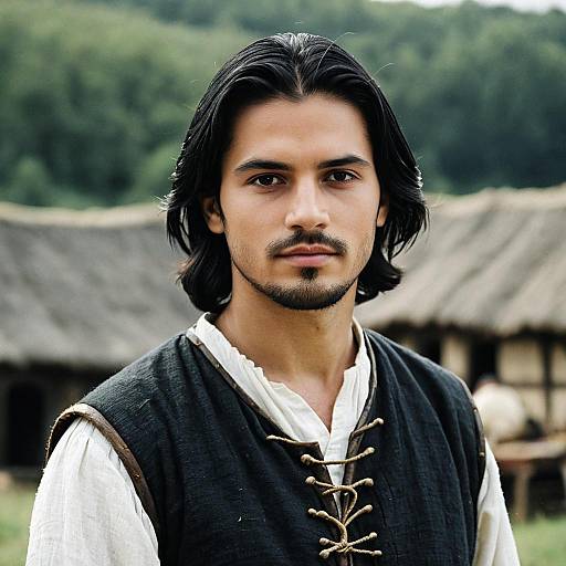 Medieval Young Man in Peasant Clothing
