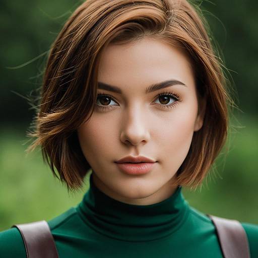 Portrait of woman with short brown hair