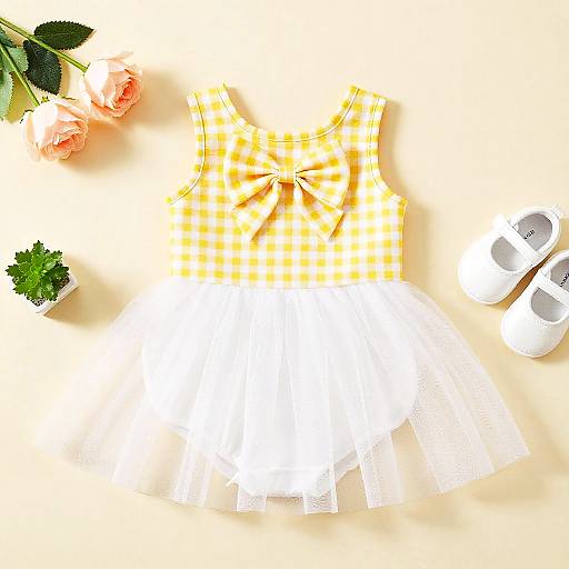 Cute Yellow Checkered Baby Outfit