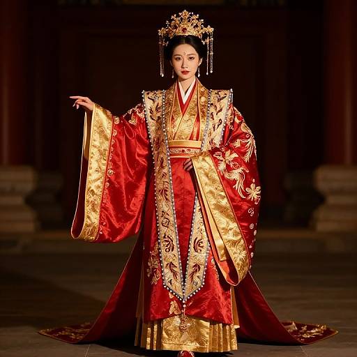 Regal Hanfu Lady in Imperial Courtyard