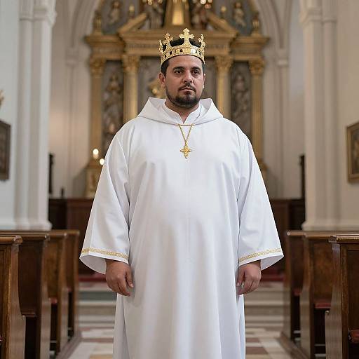 Man in White Robe with Crown