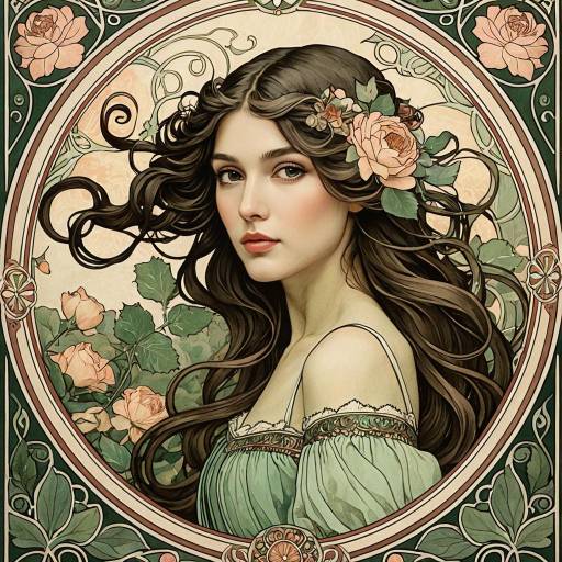 Dreamlike Elegance: Mucha Inspired Artwork Dreamlike Elegance: Mucha Inspired Artwork