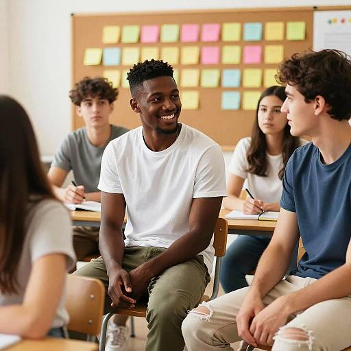 Candid Classroom: Five Young Adults Smiling