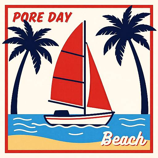 Vintage Colorful Palm Beach Postcard