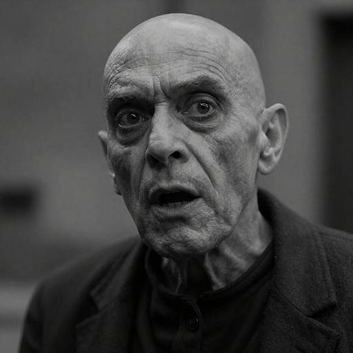 Grotesque Aged Bald Man in Black and White