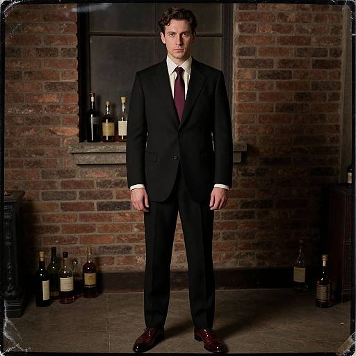 Confident Man in Vintage Suit Setting