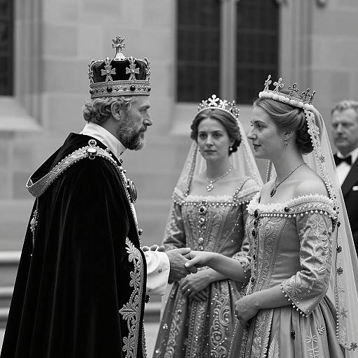 Elegant Black and White Royal Court Scene