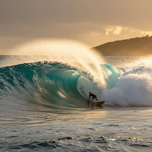 Turquoise Ocean Wave at Sunset