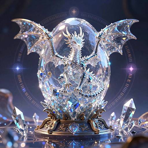 Crystal Dragon Hatching Fantasy Art