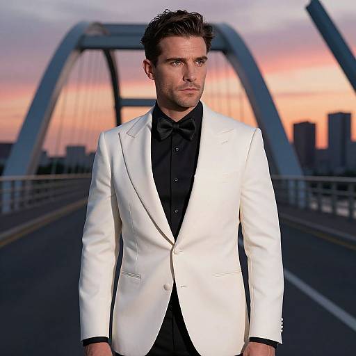 Elegant Man at Sunset Bridge