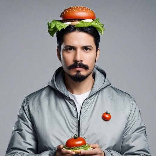 Realistic Portrait of a Bearded Boy Eating