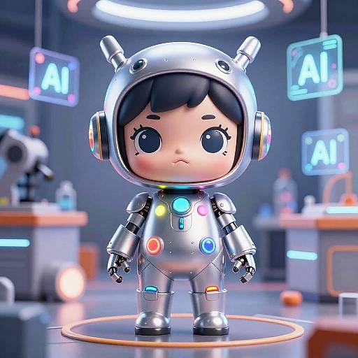 Kawaii Chibi Robot Girl in Sci-Fi Lab