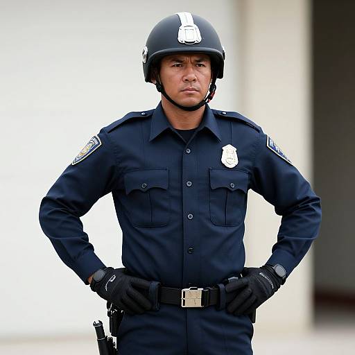Serious Police Officer in Uniform